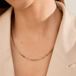 Paperclip Chain, Silver Gold Dainty Choker, Layering Necklace, Simple Thin Chain, Everyday Gift For Her 18K Gold Plated Waterproof for Women