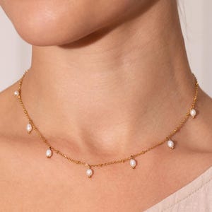 Perlen Tropfen Halskette, Wasserdicht Zierlich Silber Gold Minimalist Alltag Einfach Natürlich Echt Süßwasser Braut Schmuck Hochzeit Brautjungfer Geschenk
