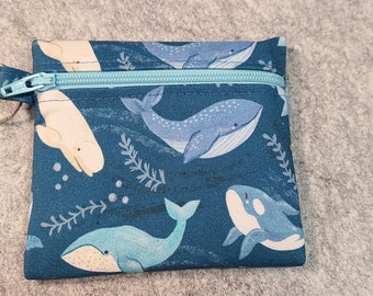 Keyring Zipper Pouch, Whales