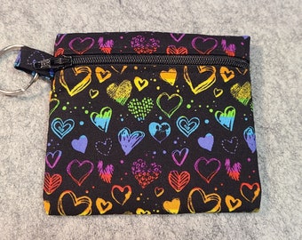 Keyring Zipper Pouch, Colorful Hearts