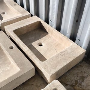 Travertine Marble Washbasin, Powder Room Sink, Custom Order Sink,