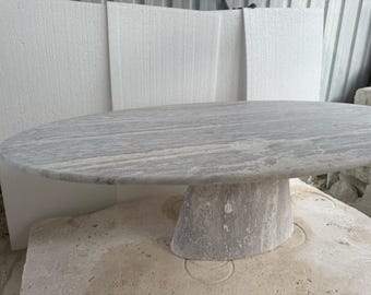 Natural Silver Travertine Dining Table - Travertine Marble Kitchen Table - Marble Custom Table - Made to Order Marble Dine Table