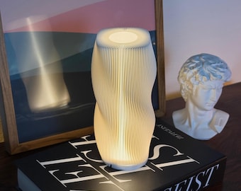 Modern Wavy Table Lamp – Minimalist Bedside Light for Bedroom, Living Room or Office Desk, Elegant Ambient Lighting,Unique Home Decor Accent