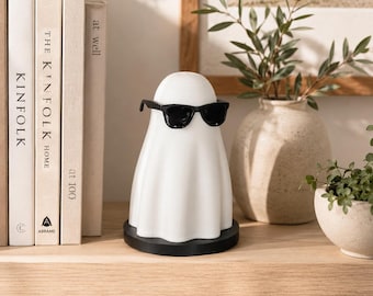 Ghost Figurines with Sunglasses & Hats – Funny Halloween Decorations – Spooky Cute Home Decor – Unique Party Ornaments – Ghost Decoration