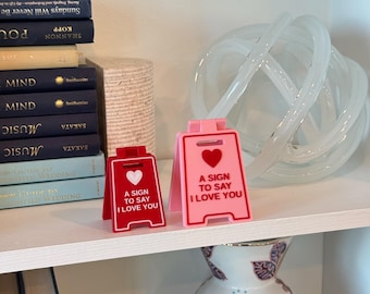 Mini letrero de amor / Decoración del hogar / Letrero de "Te amo" / Regalo de aniversario / Día de San Valentín / Decoración de escritorio pequeña / Un pequeño letrero para decir "Te amo"