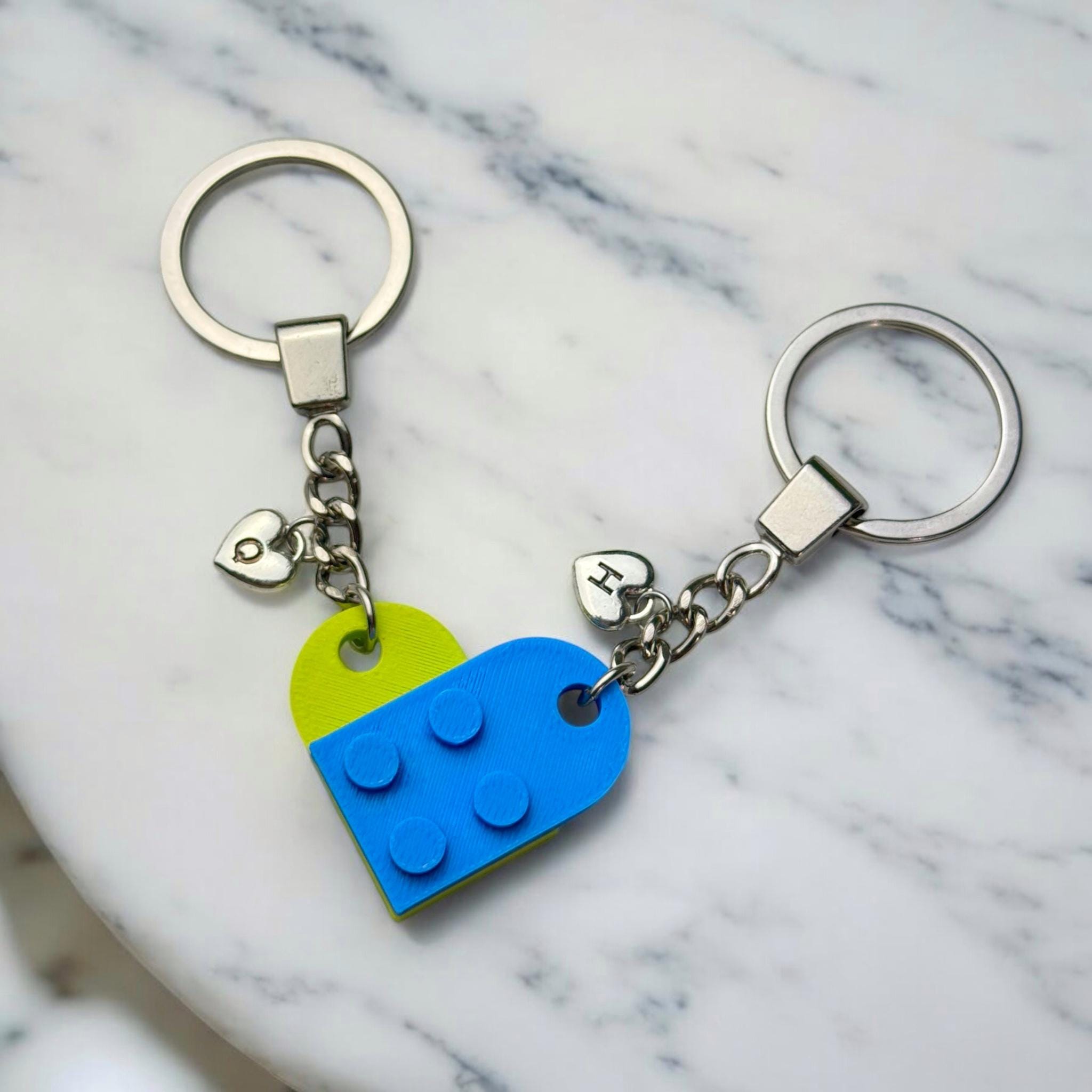 Heart Keychain– Block Style Couple Keychains for Boyfriend Girlfriend ...
