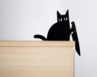 Black Cat Decor | Halloween Decor | Halloween Wall Decor | Cat Door Corner | Funny Halloween Decor | Halloween Cat | Door Frame Cat