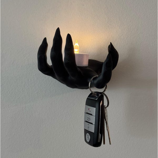 Candelabro de mano de Halloween: decoración de pared gótica y espeluznante para velas de té: decoración de casa embrujada espeluznante y candelero de mano gótico.