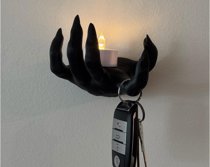 Halloween Hand Candle Holder – Gothic Spooky Wall Decor for Tealights – Creepy Cute Haunted House Decoration & Gothic Hand Candle Holder