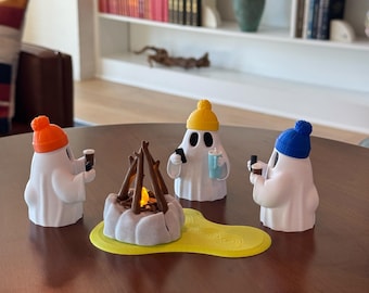 Halloween Dekoration Geist-Set – Gemütliche Mini-Geister mit Mützen und heißen Getränken – Gruselige niedliche Herbst Regal Dekoration – Kürbis Party Dekoration