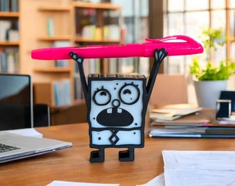 Organizador de escritorio divertido: portalápices con personajes de dibujos animados para oficina, bonito organizador de papelería, portalápices original y un regalo original para estudiantes.
