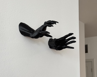 Decoración de pared con manos espeluznantes: manos negras góticas para una decoración de hogar tenebrosa. Arte de pared para casas encantadas, detalles de Halloween y decoración gótica única.