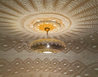 Handgemaakt koper, luxe decoratie, eetkamerlamp, rustieke hanglamp, Marokkaanse decoratie, koperen hanglamp, messing hanglamp, plafondlamp, boho lamp