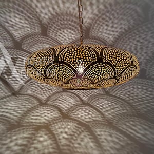 Suspension en Laiton Marocain, Suspension Luminaire, Suspension en Laiton, Luminaire, Éclairage Suspendu, Suspension Marocaine Simple