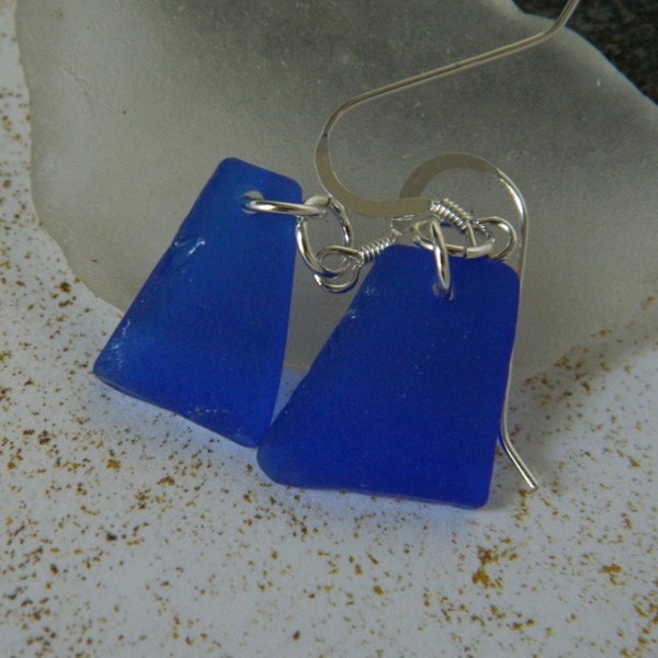 Cobalt Blue Seaglass Earrings