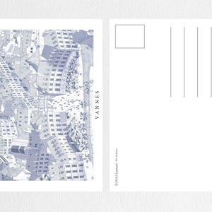 Postkarte, eine Stadt Vannes Morbihan Bretagne. Luftaufnahme des Hafens und der antiken Stadt