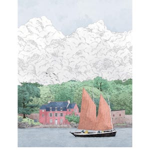 Poster A3 Casa Rosa em Vannes, Golfo de Morbihan Séné Brittany