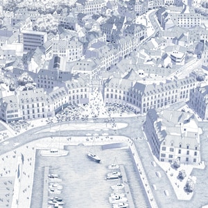 Serigrafia Porto de Vannes, cidade na Bretanha Golfo de Morbihan