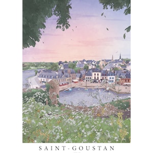 Illustration &quot;Port of Saint-Goustan, Auray&quot;, town in Brittany, village in Brittany, Morbihan