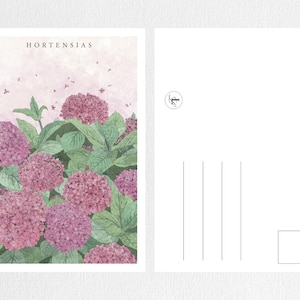 Postal Flor de hortensia de Bretaña, flor rosa bretona, tarjeta para ofrecer