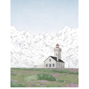 Poster A3 Farol de Poulains em Belle-ile, Golfo de Morbihan Séné Brittany
