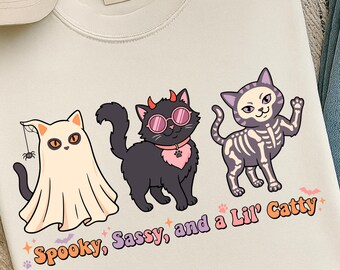 Spooky Sassy and a Lil’ Catty Halloween Cats, Halloween Cat, Ghost Cat, Funny Cat Halloween, Kitty ghost