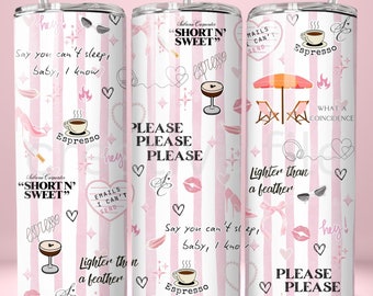 Sabrina  inspired 20 OZ skinny tumbler png, Espresso 20 oz bottle template wrap, Please sublimation wrap design