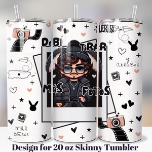 Vaso delgado de 20 oz inspirado en DTMF png, plantilla de envoltura de botella de 20 oz inspirada en Bad Bunny, diseño de sublimación puertorriqueño