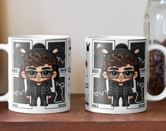 Debi Tirar Mas Fotos mug png, Puerto Rican singer 15 oz coffee cup wrap design,sublimation, Bunny cartoon 11 oz cup png wrap design