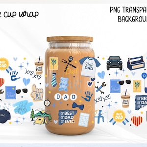 Papel pintado para vaso "Dad Can", Papel pintado Libbey "Best Dad Ever" de 473 ml, Diseño de vaso para el Día del Padre, Papel pintado para vaso de café "Dad Fuel", Papel pintado para regalo de "Dad Life"