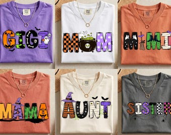 Halloween Family PNG Bundle, Mom Mama Gigi Mimi Aunt Sister Shirt Designs, Spooky Family Sublimation PNG, Matching Halloween Shirts