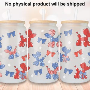 4. Juli Coquette Can Glass png, amerikanischer Hund 16 oz Becher Wrap Design uv dtf, USA Coquette Muster Kaffeeglas PNG Download