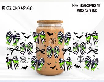 Lazo de limo verde para envolver latas de vidrio PNG. Coqueta de Halloween, lazo a rayas de limo verde PNG para descargar, lazo para la noche de Halloween