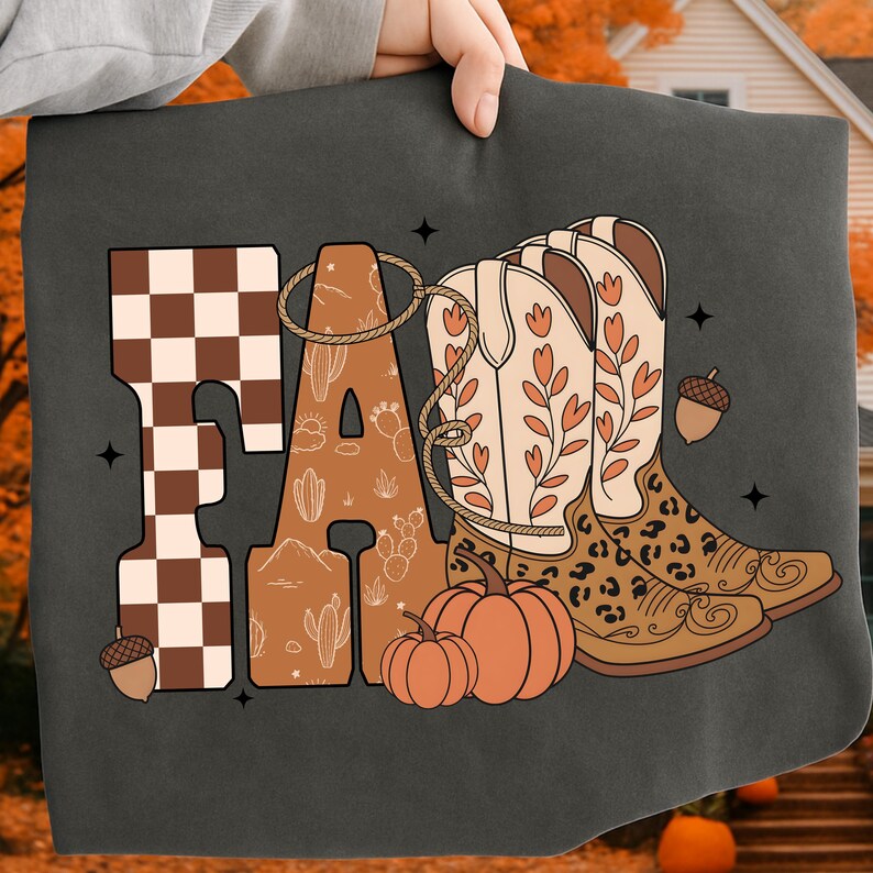 Fall Cowboy Boots PNG, Western Autumn Design, Pumkin Cowgirl, Rustic Autumn PNG, Leopard Fall Boots, Cowgirl Boots png, Howdy png design image 2