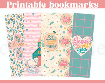 Christian Printable Bookmarks Set , Jesus Loves You and God Is Good printable bundle, Faith Based Bible Study Gift, Digital Download