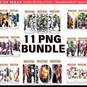 Cartoon Superhero Libbey Can Glass 16oz wrap, Spider 16oz Can glass PNG file, Kids Gift ideas tumbler PNG wrap, Instant Download