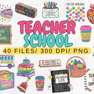 Teacher Clipart Bundle PNG, Back to School Clipart Set, School Teacher Graphics, Clipart Teacher Life, Teacher Life PNG Bundle image 1