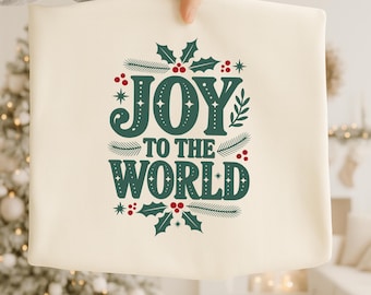 Joy to the World PNG, Retro Christmas Quote Shirt Design, Holiday Typography PNG, Christian Christmas Shirt PNG