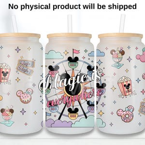 Magic is Everywhere 16oz Can Glass Wrap PNG, Whimsical Ferris wheel Libbey wrap, Disney inspired magical design