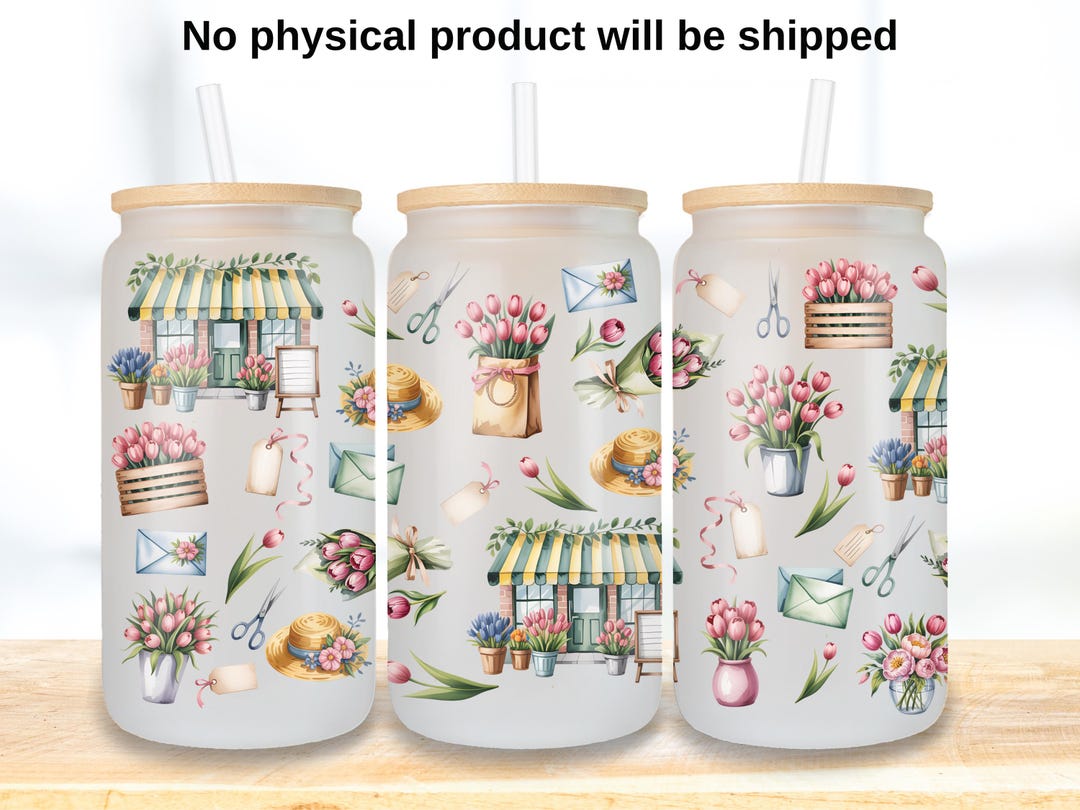 Flower Shop Spring Libbey Can Wrap PNG, Floral Market Sublimation ...