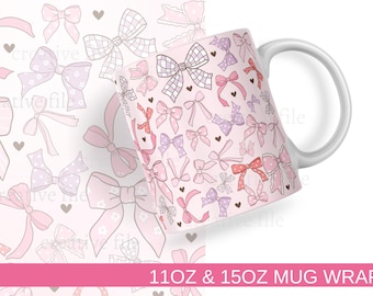 Kokette Schleifen Mug Wrap, Schleifen Schleifen 11 Unzen & 15 Unzen Tasse Wrap