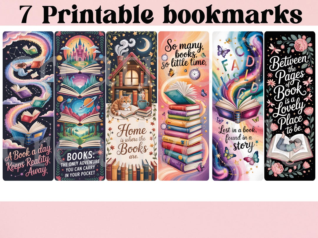 Book Lover Printable Bookmarks, Cozy Fantasy Reading Bookmark Set ...