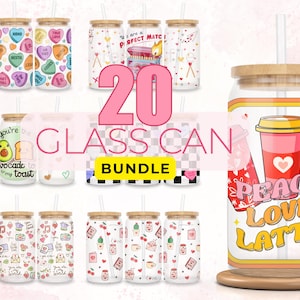Coquette Love 25 Bundle Libbey glass can png, Heart & Bows Bundle 16oz tumbler wrap design uv dtf, Cute png wrap template design