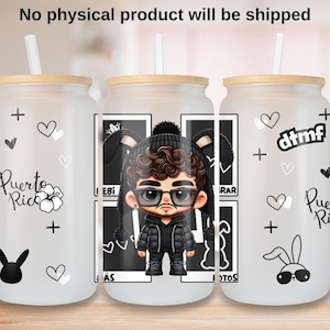 Debi Tirar Mas Fotos Libbey glass can png, DTMF quote 16 oz tumbler coffee glass PNG download, Puerto Rico inspired Bad Bunny Wrap Template