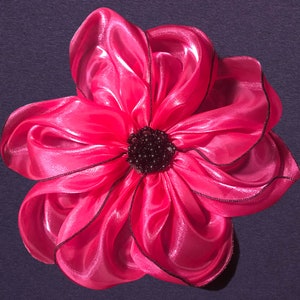 Extra Large Pink Silk Organza Flower Brooch: Magnetic Pinless Posie