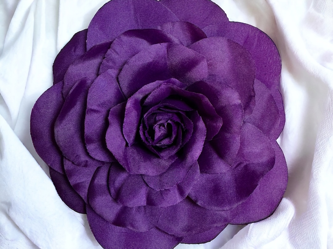 Purple Rose Pinless Posie Brooch: Magnetic Fabric Flower Pin, 5