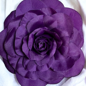 Flower Pin Magnetic Hold Purple Petal Rose Flower Brooch Fabric Flower 5” Pinless Posies Brooch