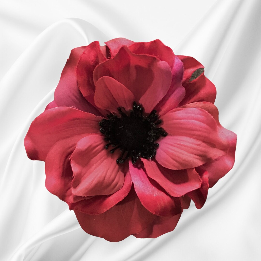 Flower Pin Hold Pinless Posies Red Anemone Fabric Flower Floral Accessory Etsy