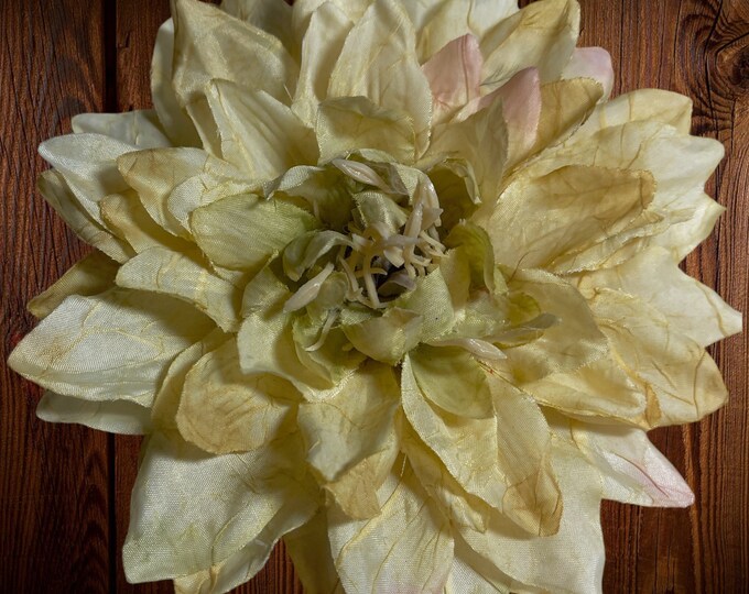 Flower Pin Hold Light Beige Shaded Dahlia Fabric Flower Pin Pinless Posies Flower