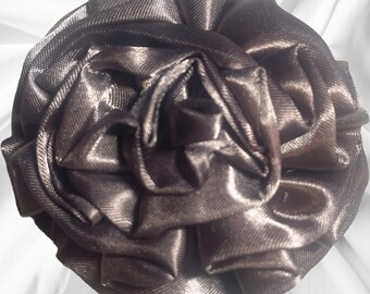 Magnetic Hold flower pin flower brooch copper brown rolled satin fabric flower pin Pinless Posie